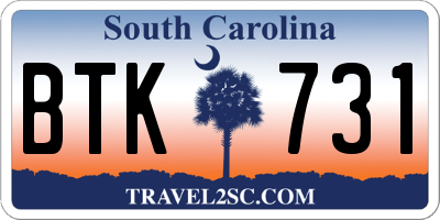 SC license plate BTK731