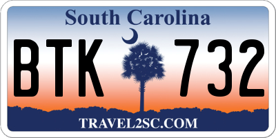 SC license plate BTK732