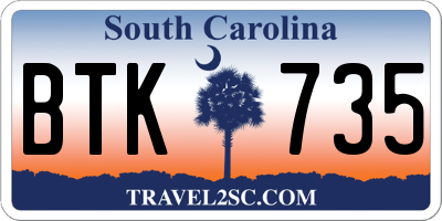 SC license plate BTK735