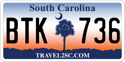 SC license plate BTK736
