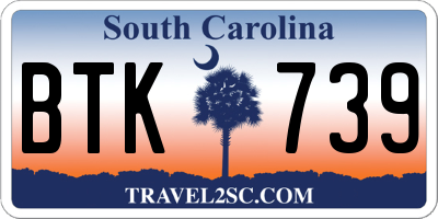 SC license plate BTK739