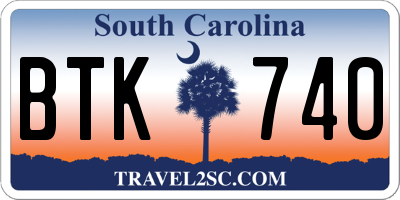SC license plate BTK740