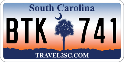 SC license plate BTK741