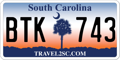 SC license plate BTK743