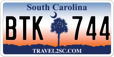 SC license plate BTK744