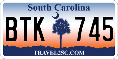 SC license plate BTK745