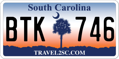 SC license plate BTK746