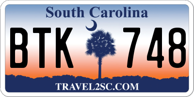 SC license plate BTK748