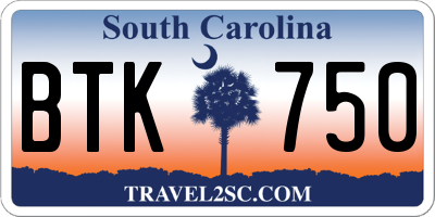 SC license plate BTK750