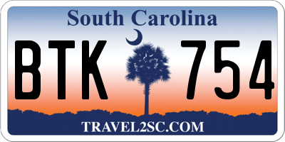 SC license plate BTK754
