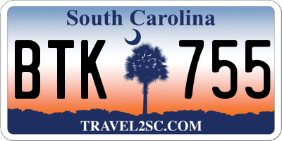 SC license plate BTK755