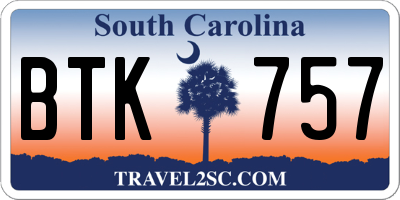 SC license plate BTK757