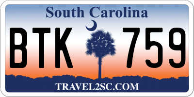 SC license plate BTK759