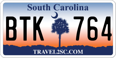 SC license plate BTK764