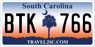 SC license plate BTK766