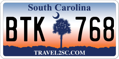 SC license plate BTK768