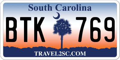 SC license plate BTK769