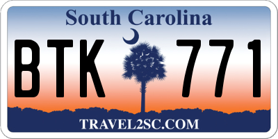 SC license plate BTK771