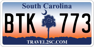 SC license plate BTK773