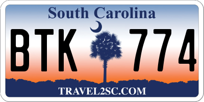 SC license plate BTK774