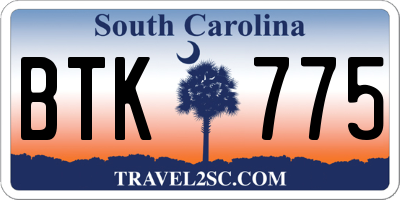 SC license plate BTK775