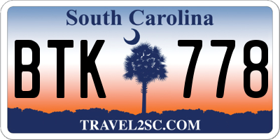 SC license plate BTK778