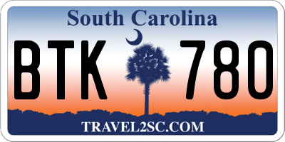 SC license plate BTK780