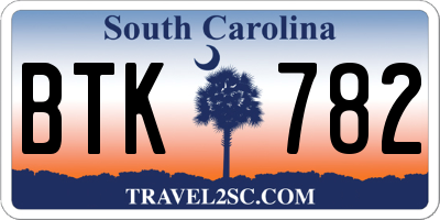 SC license plate BTK782