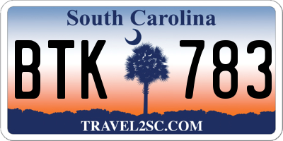 SC license plate BTK783