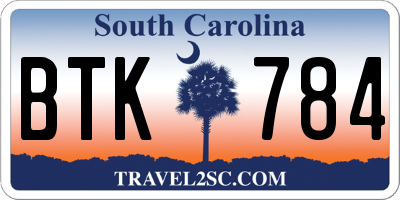 SC license plate BTK784