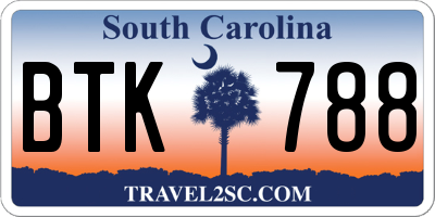 SC license plate BTK788