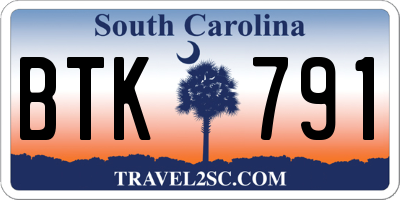 SC license plate BTK791