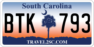 SC license plate BTK793
