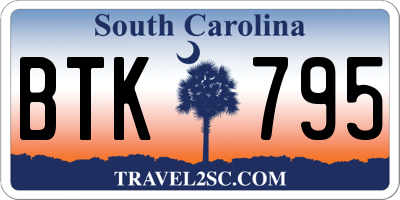 SC license plate BTK795