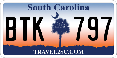 SC license plate BTK797