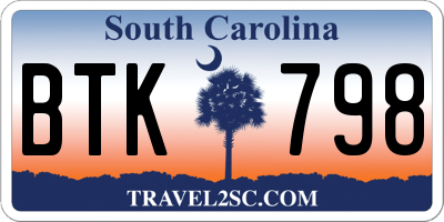 SC license plate BTK798