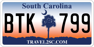 SC license plate BTK799