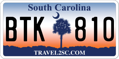 SC license plate BTK810