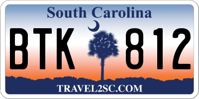 SC license plate BTK812