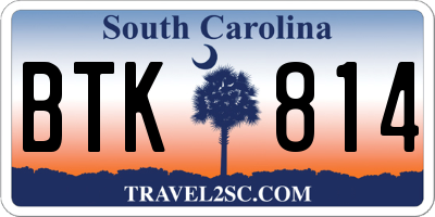 SC license plate BTK814