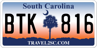SC license plate BTK816
