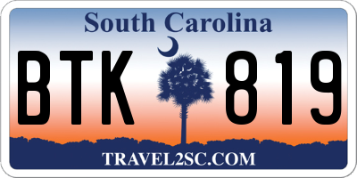 SC license plate BTK819