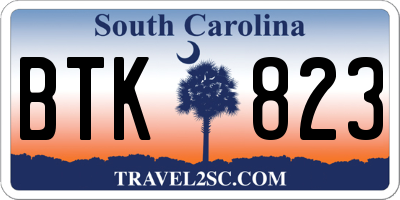 SC license plate BTK823