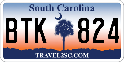SC license plate BTK824