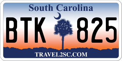 SC license plate BTK825