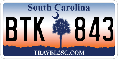 SC license plate BTK843