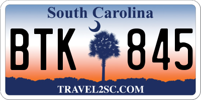 SC license plate BTK845