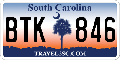 SC license plate BTK846