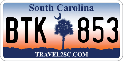 SC license plate BTK853