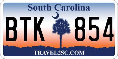 SC license plate BTK854